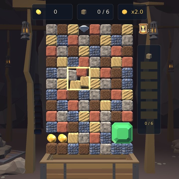 The four stones inside the cursor caught halfway through a quarter turn