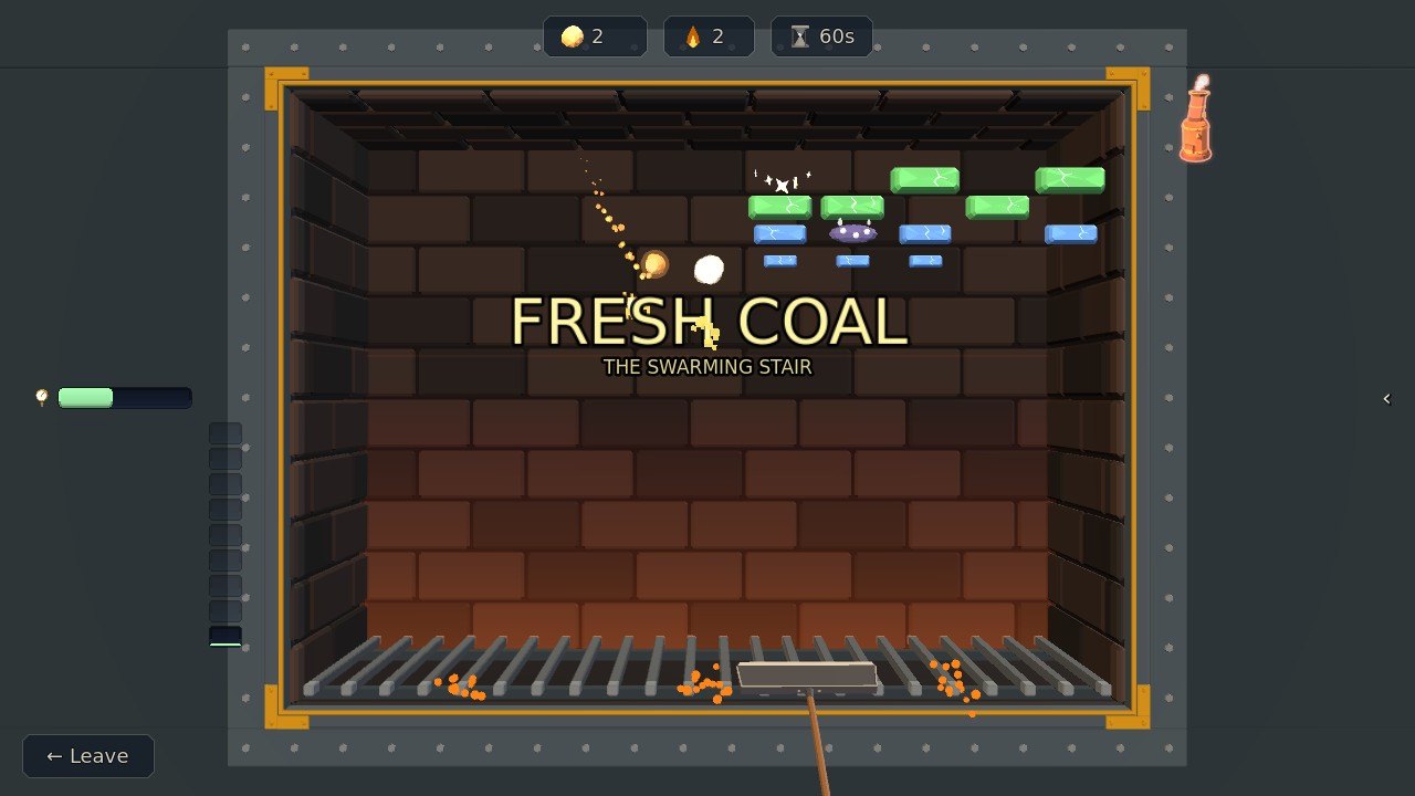FRESH COAL, The Swarming Stair: a new face of green and blue coal rolls in at the back of the firebox