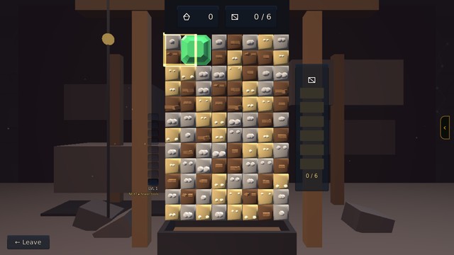 The mining grid, rock waiting to be rotated and matched into ore